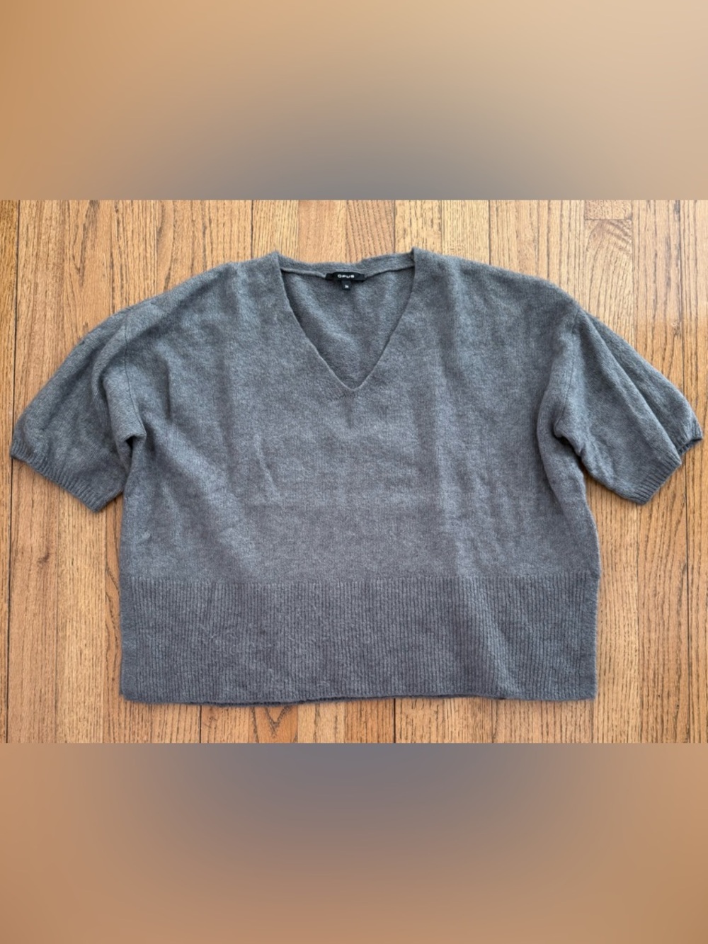 OPUS V-Neck Short Sleeve Knit Sweater - Gray size 36 EU